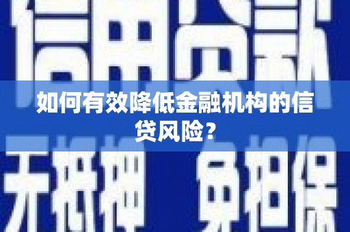 阜沙如何有效降低金融机构的信贷风险？