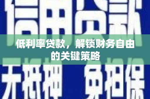 芳苑低利率贷款，解锁财务自由的关键策略
